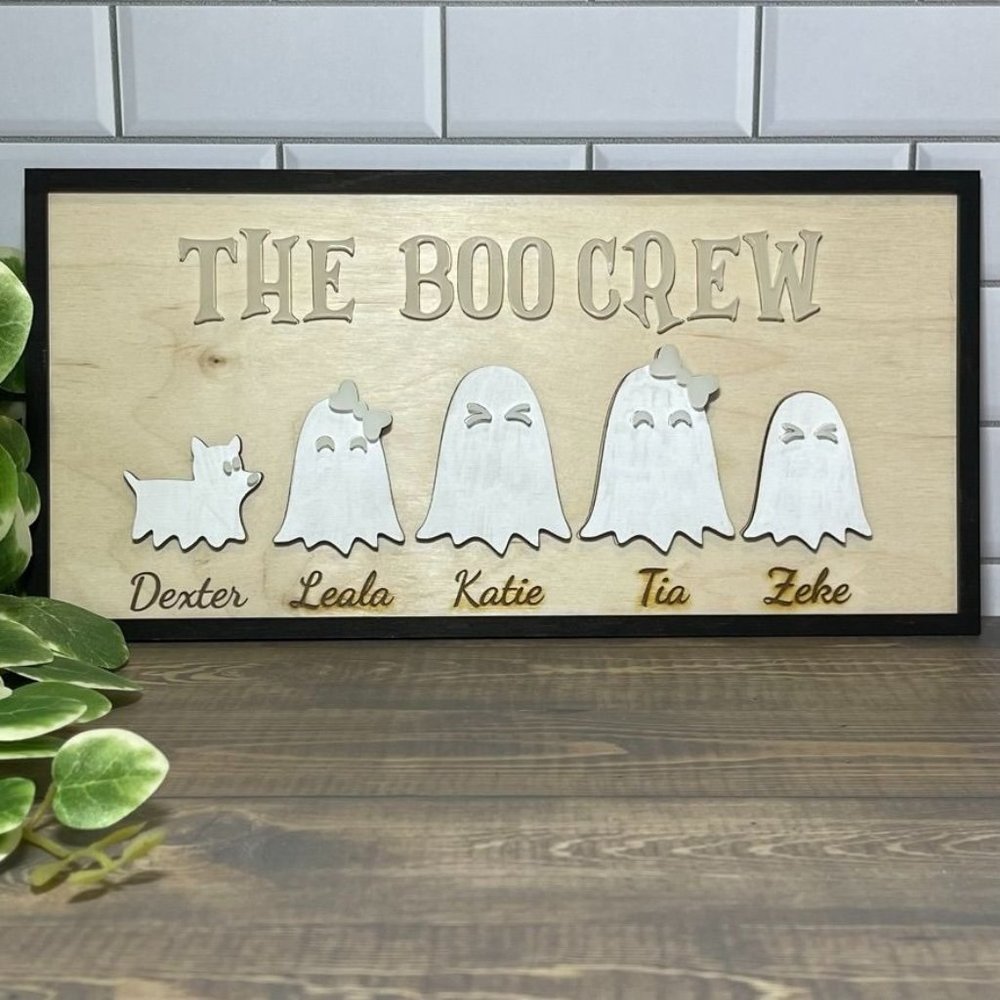 Family Boo Crew - Halloween Family Sign - Halloween Decor - Glow-in-the-dark